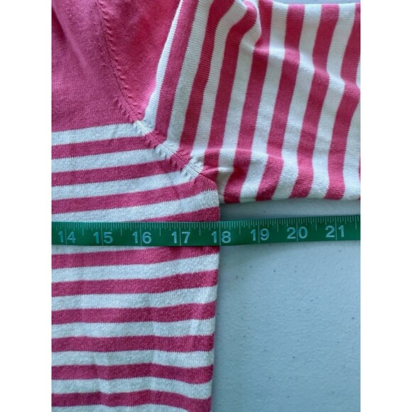 Women’s Pink Striped Lightweight Cardigan Feminine Coastal Parisian Chic Sz XS - Picture 7 of 8